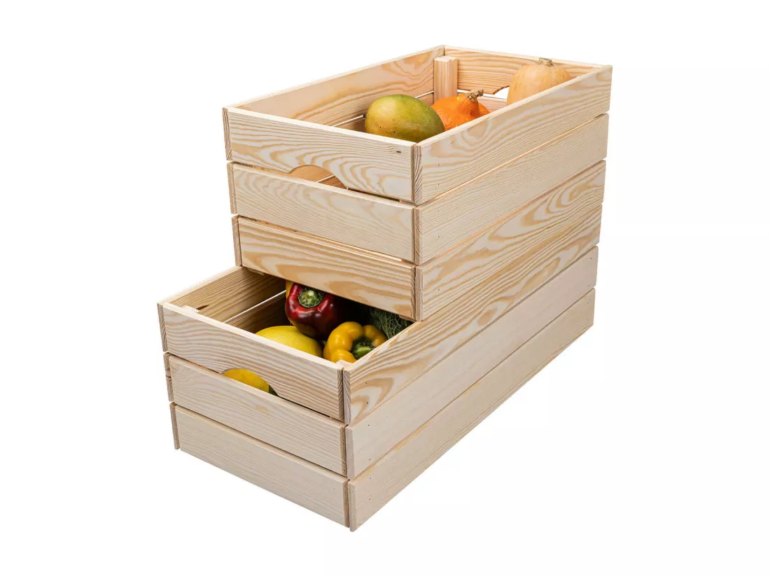 CAJITA - Caisse de Rangement en Bois Naturel Non traité 65cm