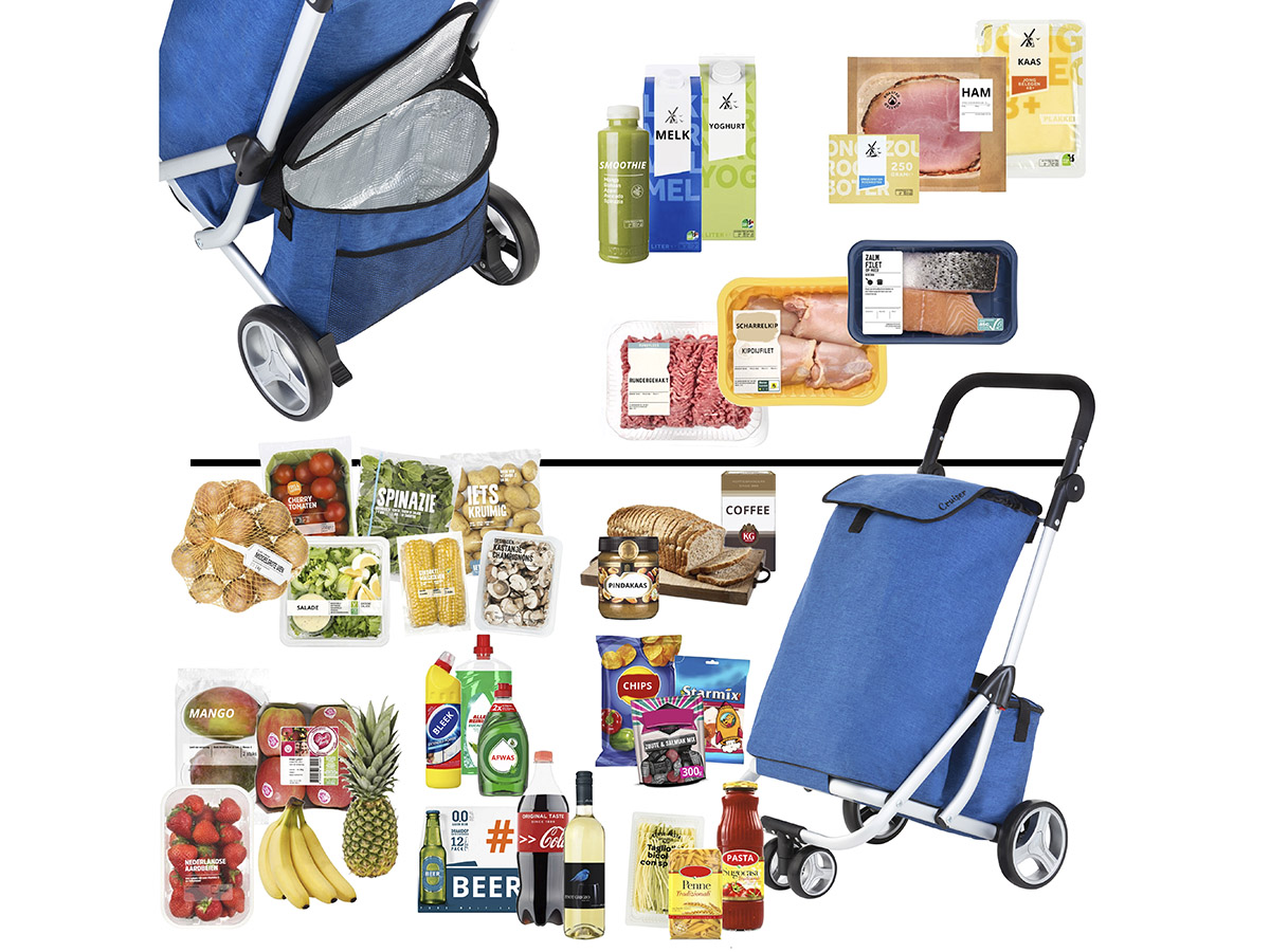 Cruiser 3-Wheel 58 liter boodschappentrolley met koeltas - Blue