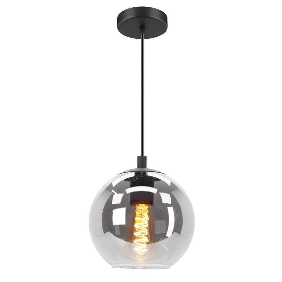 EGLO Ariscani Hanglamp - E27 - Ø 20 cm - rookglas - Zwart