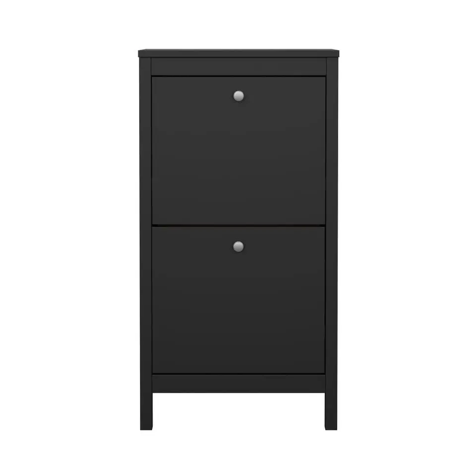 Hioshop Madrid schoenenkast 2 kleppen zwart mat