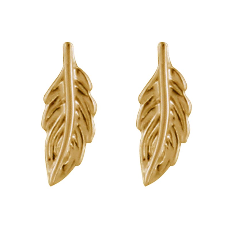 Boucles d'Oreilles Plaqué Or Mini Plume