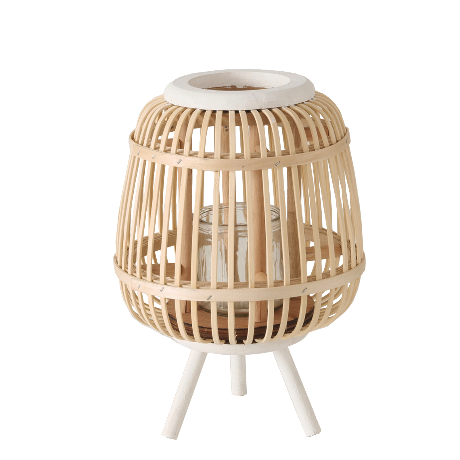 Windlicht - beige-weiß - 32 cm hoch