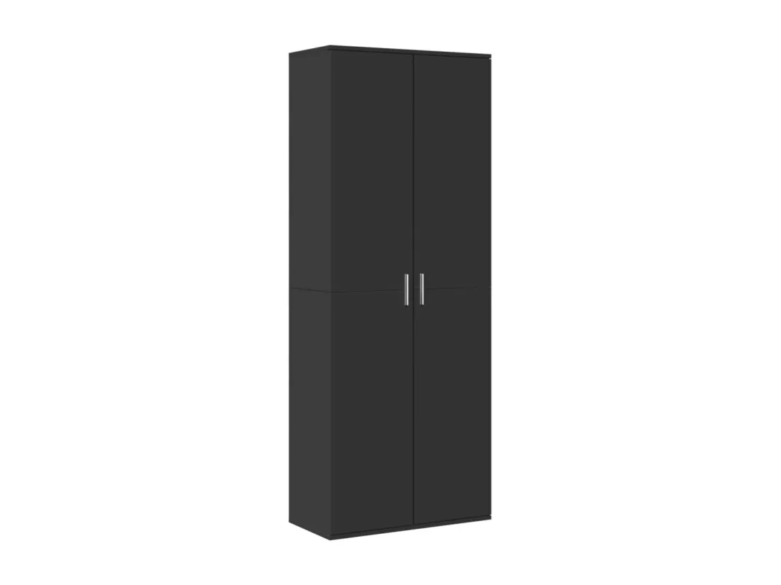 Buffet haut noir 70x35x180 cm bois d'ingénierie