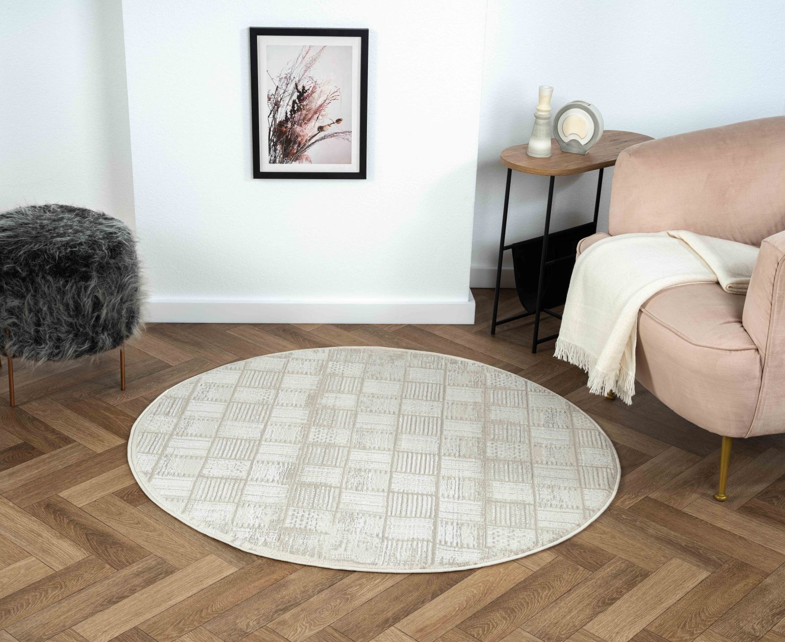 Kurzflorteppich MY HOUSE - beige - Ø 120 cm