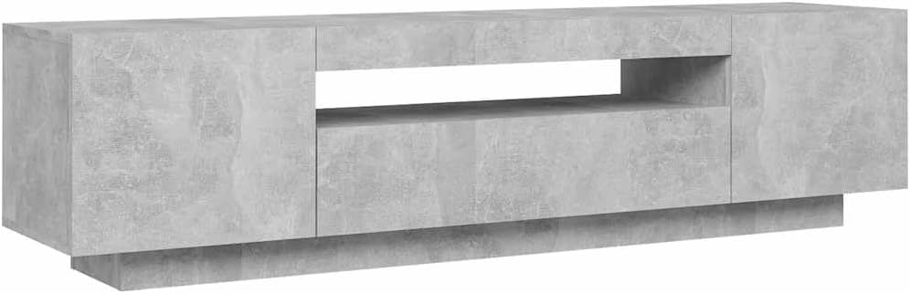 Hommdiy TV-Schrank mit LED-Beleuchtung Betongrau Sideboard Lowboard 160x35x40 cm