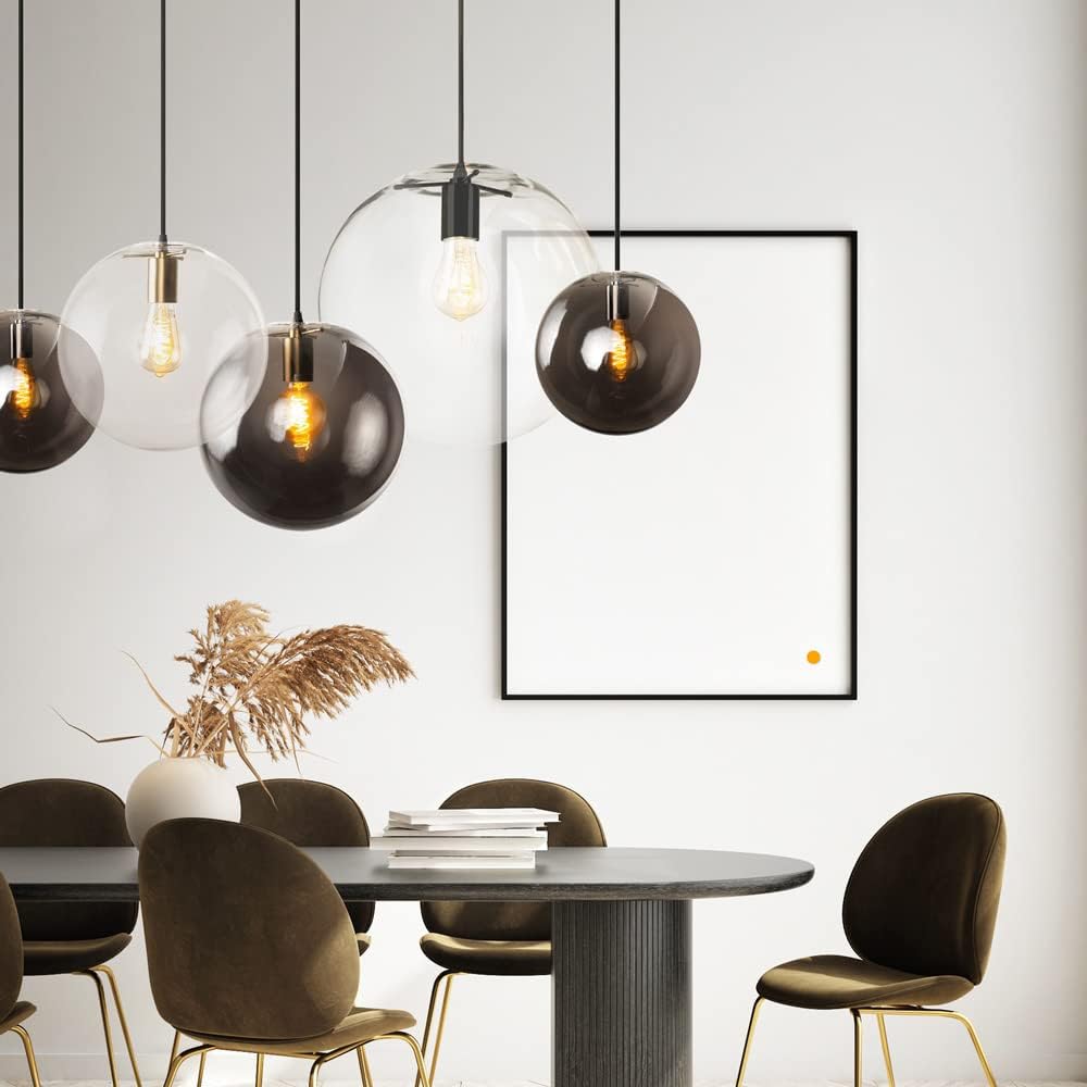 s.luce Orb Glaskugel Hängeleuchte Hängelampe Pendellampe Pendelleuchte Glaslampe, Farbe Chrom/Rauch, Größe Ø 50cm