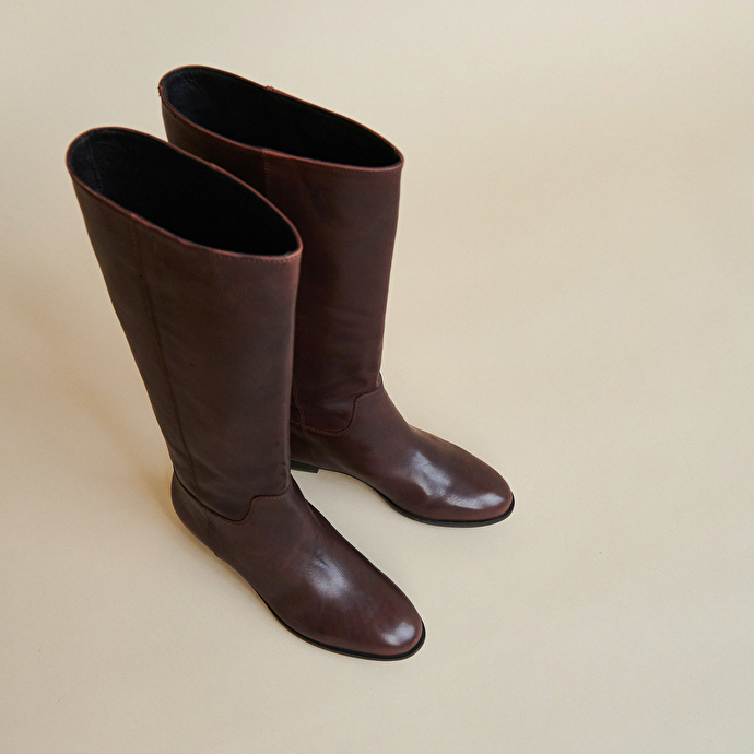 Bottes plates  en cuir marron