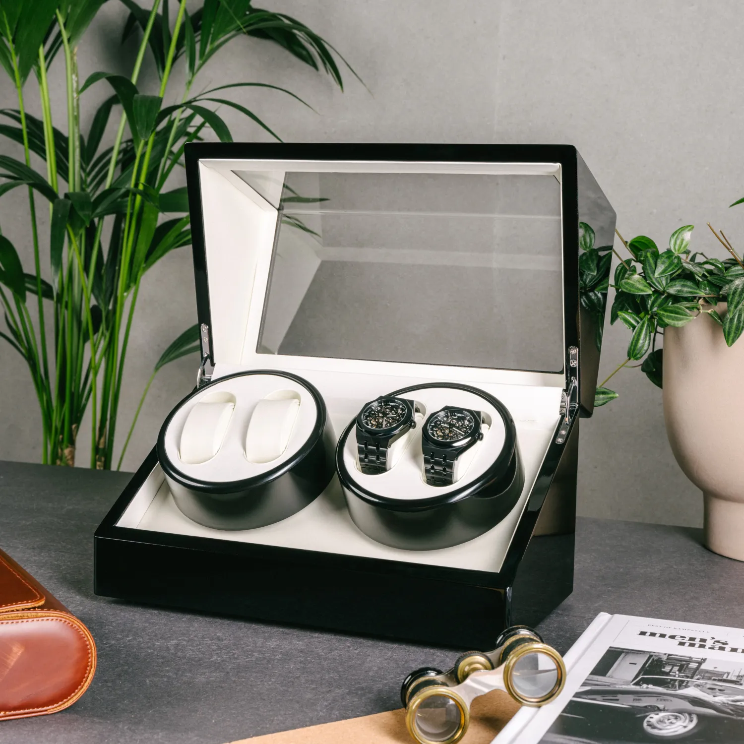 Mulhouse Watch Winder 4 ure Sort Træ 02BB