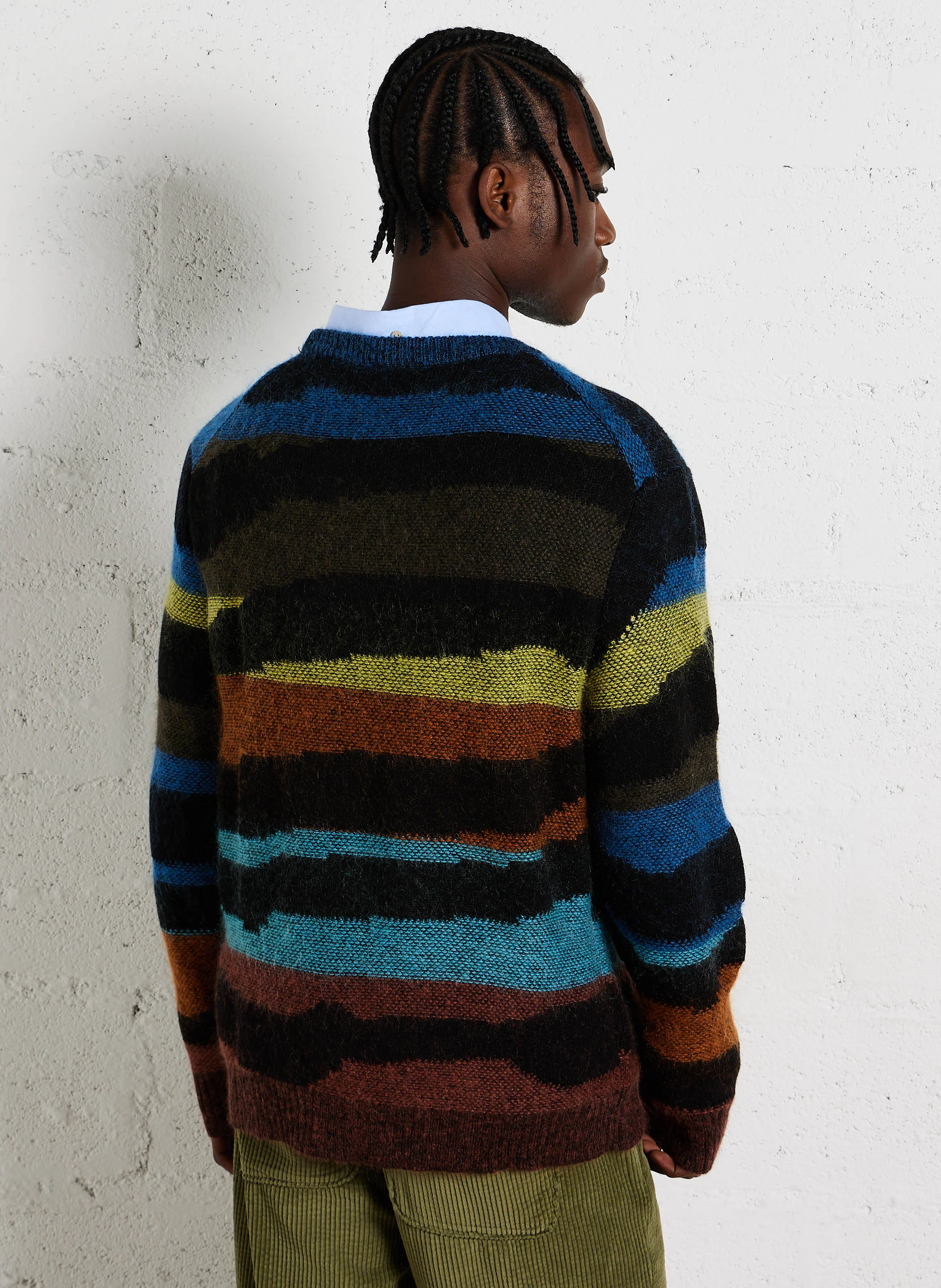 Pull col rond en coton mélangé| Bleu