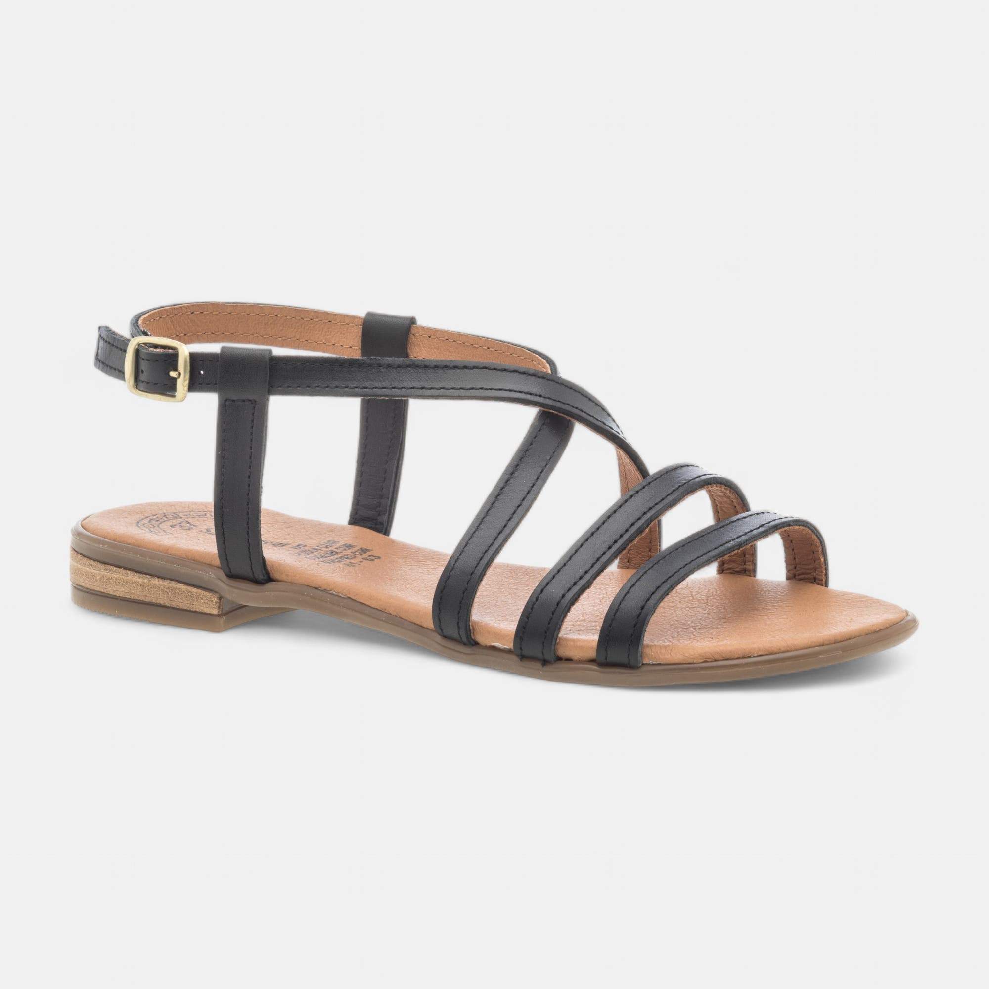 Nu-pieds Femme en cuir noir