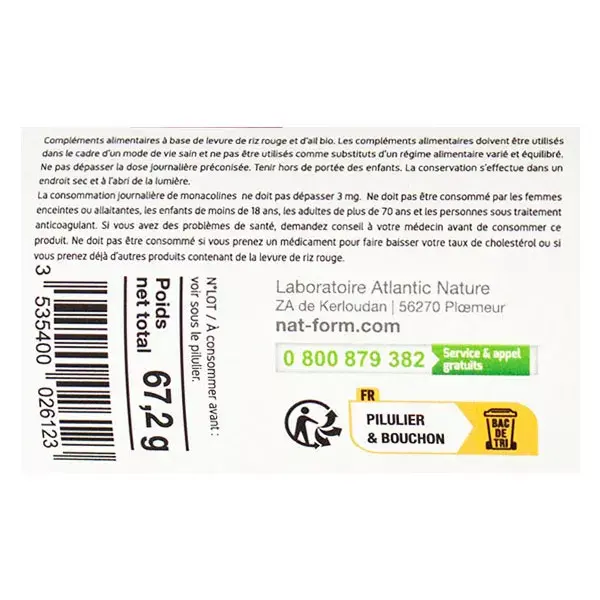 Nat & Form Arroz Vermelho Fermentado Ecológico e Alho Orgânico 200 Cápsulas Vegetais