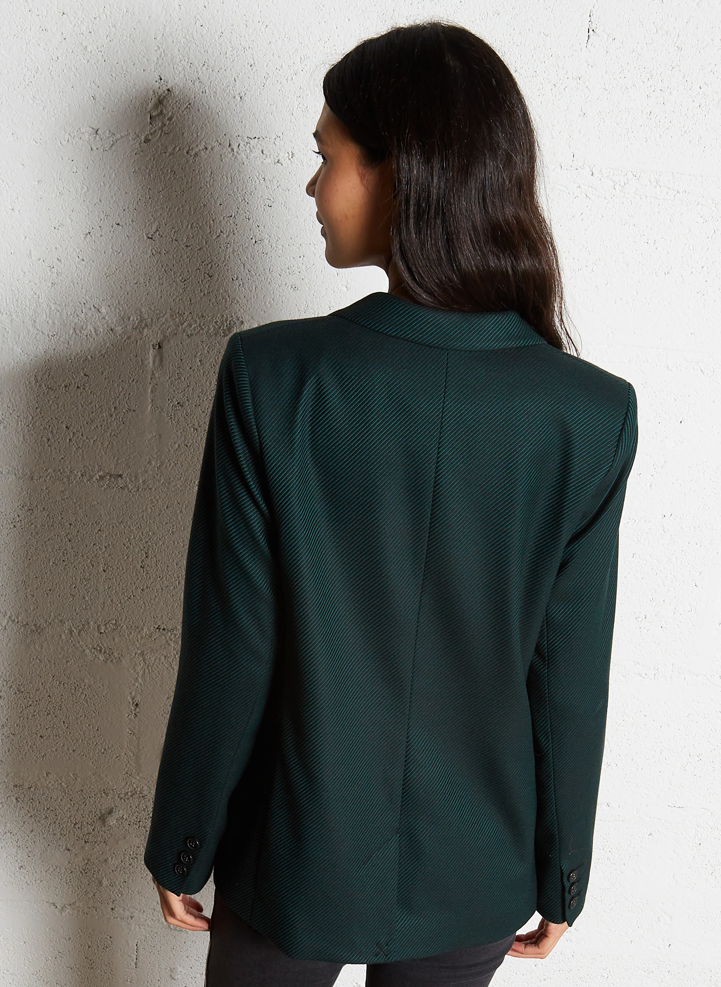 Veste tailleur droite imprimée | Vert