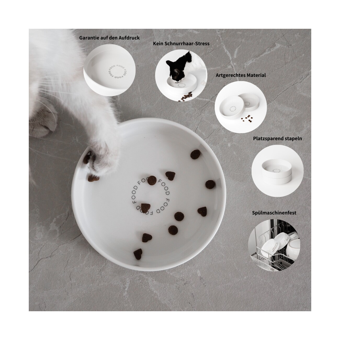 Minty&Marla Extra flacher Katzennapf Keramiknapf Food, 480ml