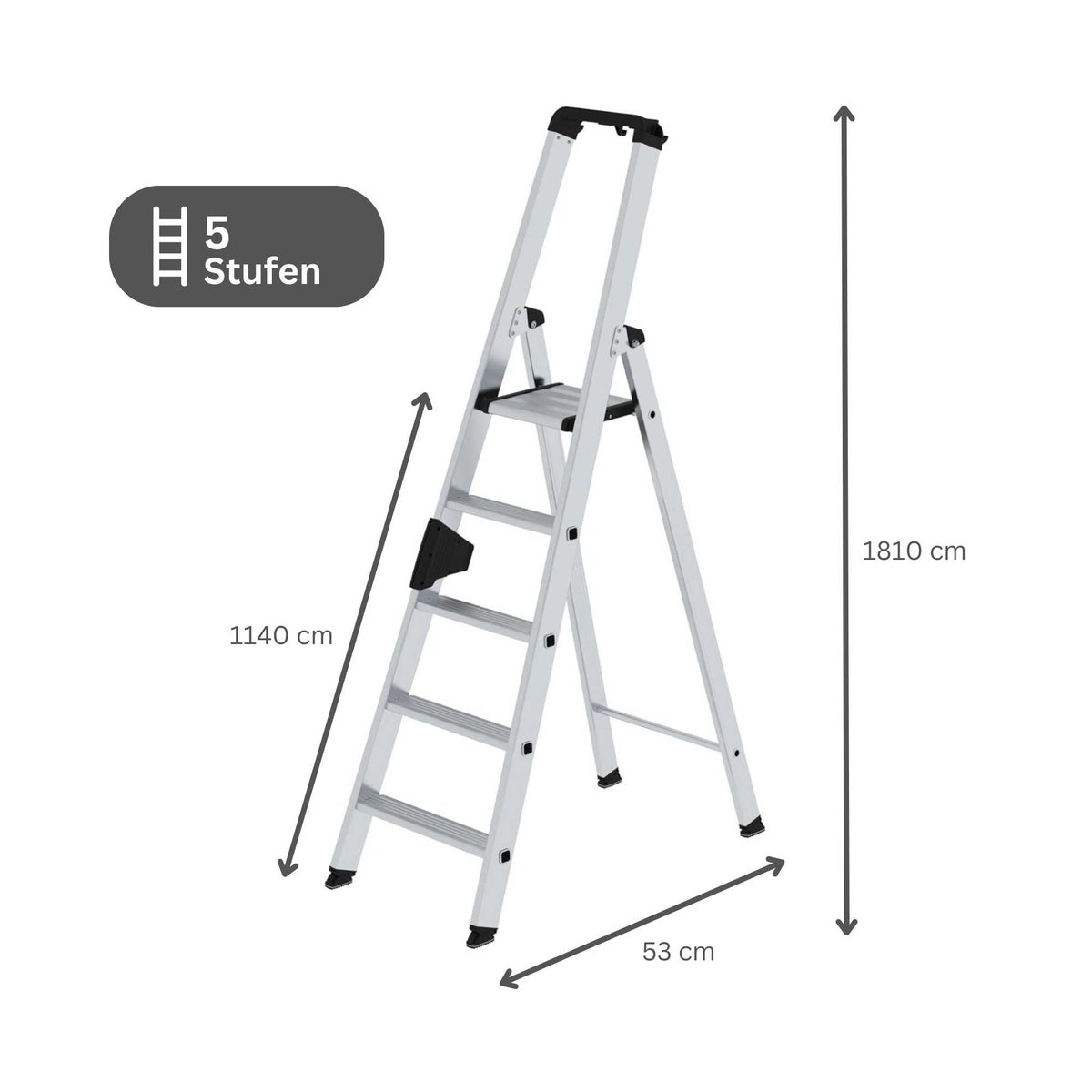 PROREGAL Trapladder, eenzijdig toegankelijk, 5 treden