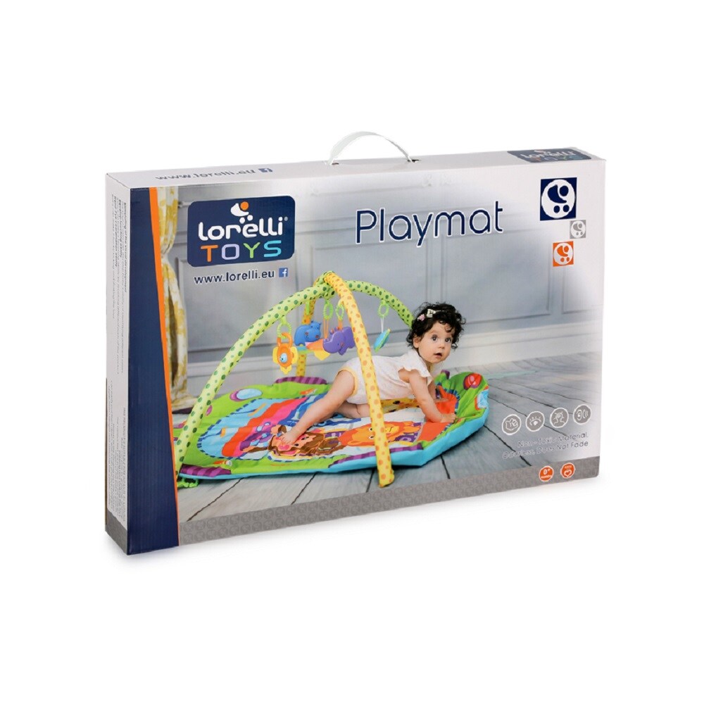 Lorelli Spielbogen Krabbeldecke Plane buntes Spielzeug Spiegel Rassel ab Geburt orange