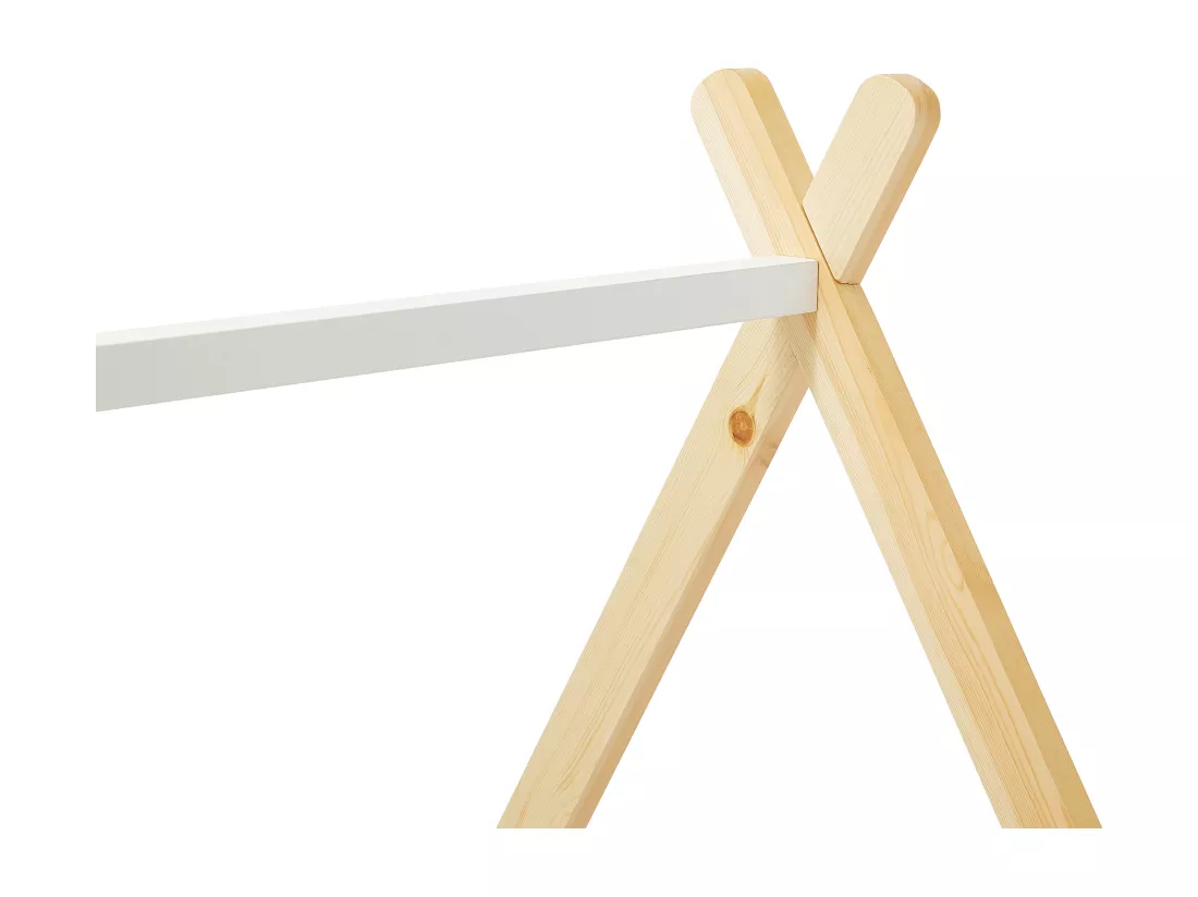 Lit tipi 90 x 190 cm avec tiroirs - Pin et MDF - Coloris : Blanc et naturel + Matelas - LUANCO