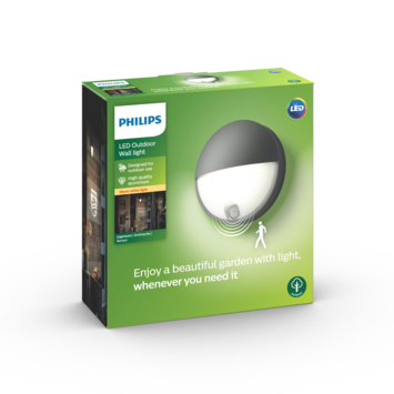 Philips wandlamp Capricorn met bewegingsmelder met geïntegreerde LED 6W 600 lumen antraciet