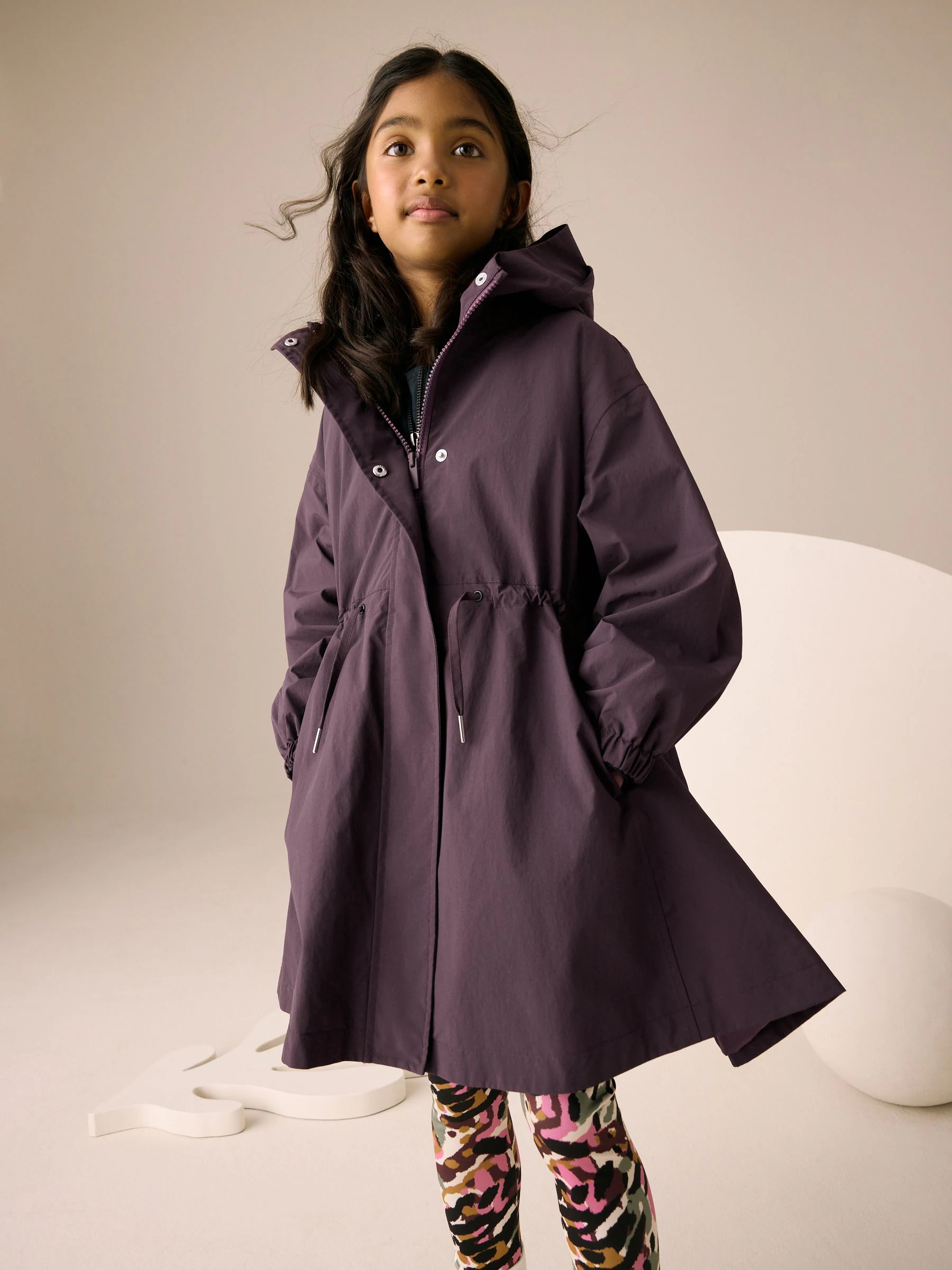 Bordeauxrood - Waterdichte Cagoule-jas met rok (3-16jaar)