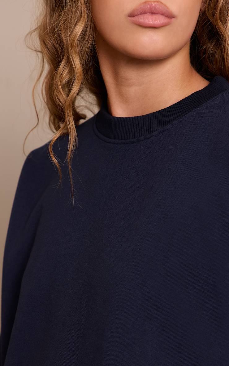 Bleu Marine Sweat-shirt Plt En Coton Bouclette Épais 440 G/m²