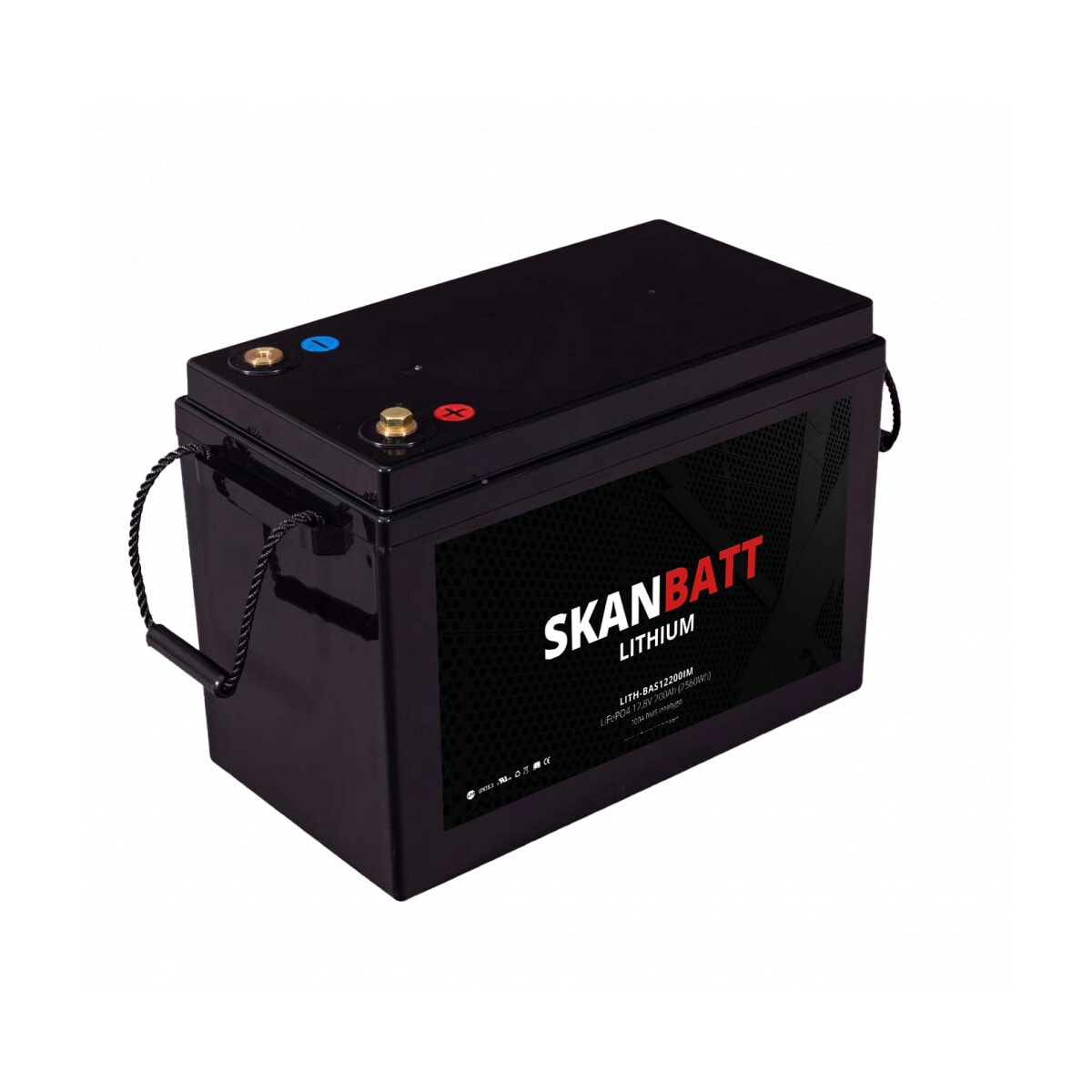 SKANBATT Lithium Batteri 12V 200AH 200A BMS (345x190x245mm) - NYHET