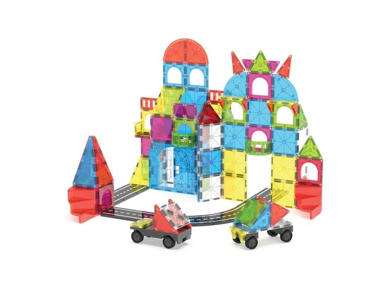 Magna-Tiles City Center 110 Teile City Center Bau- und Fahrzeugset mit 110 magnetischen Teilen