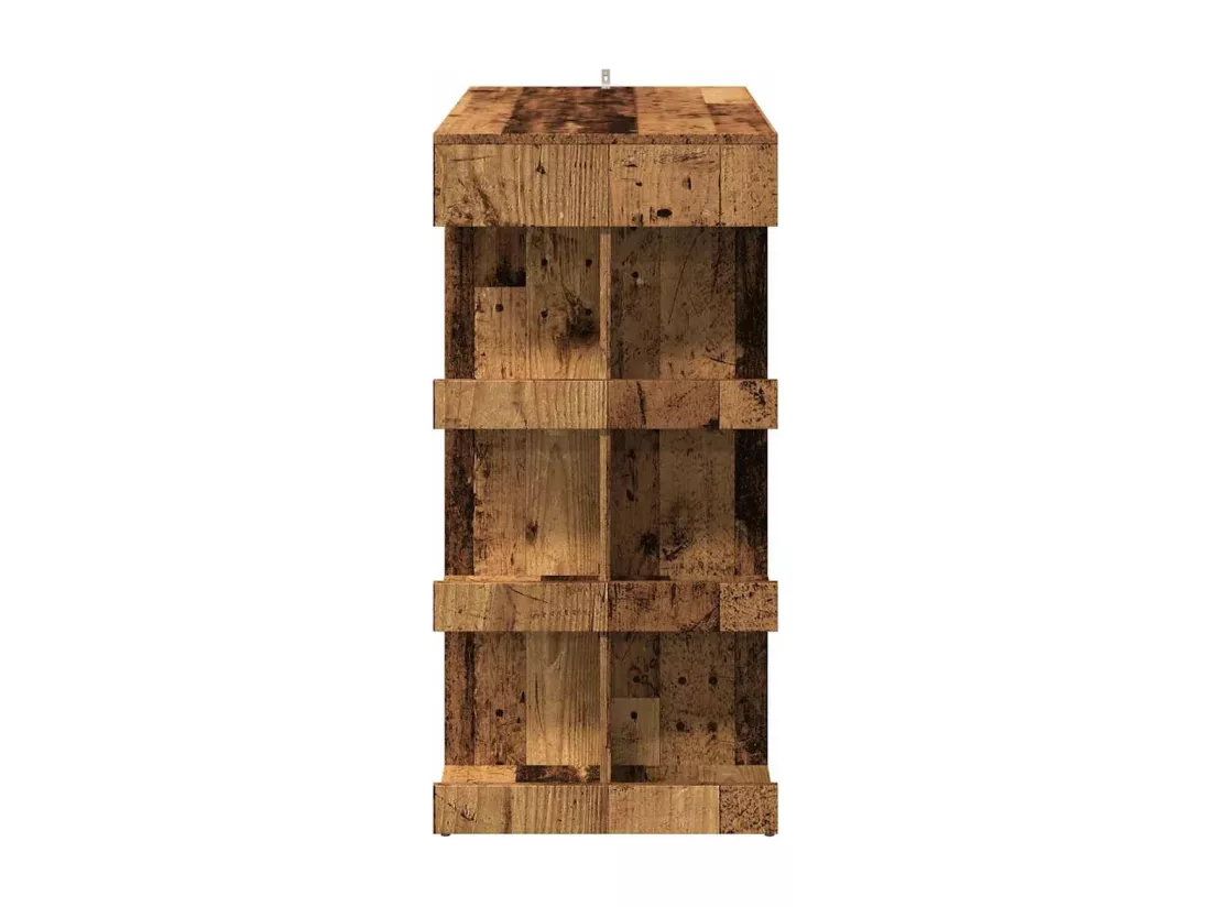 Table de bar étagère de rangement vieux bois 100 x 48 x 101,5cm
