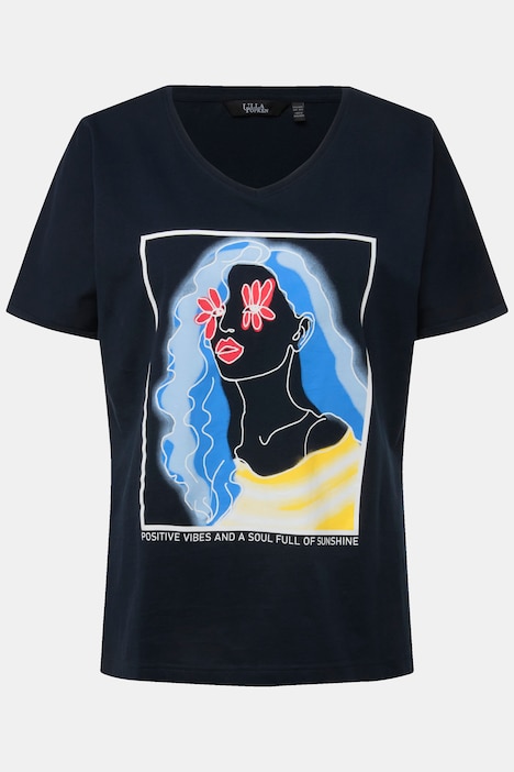 T-Shirt, Lady-Motiv, Oversized, Rundhals, Halbarm