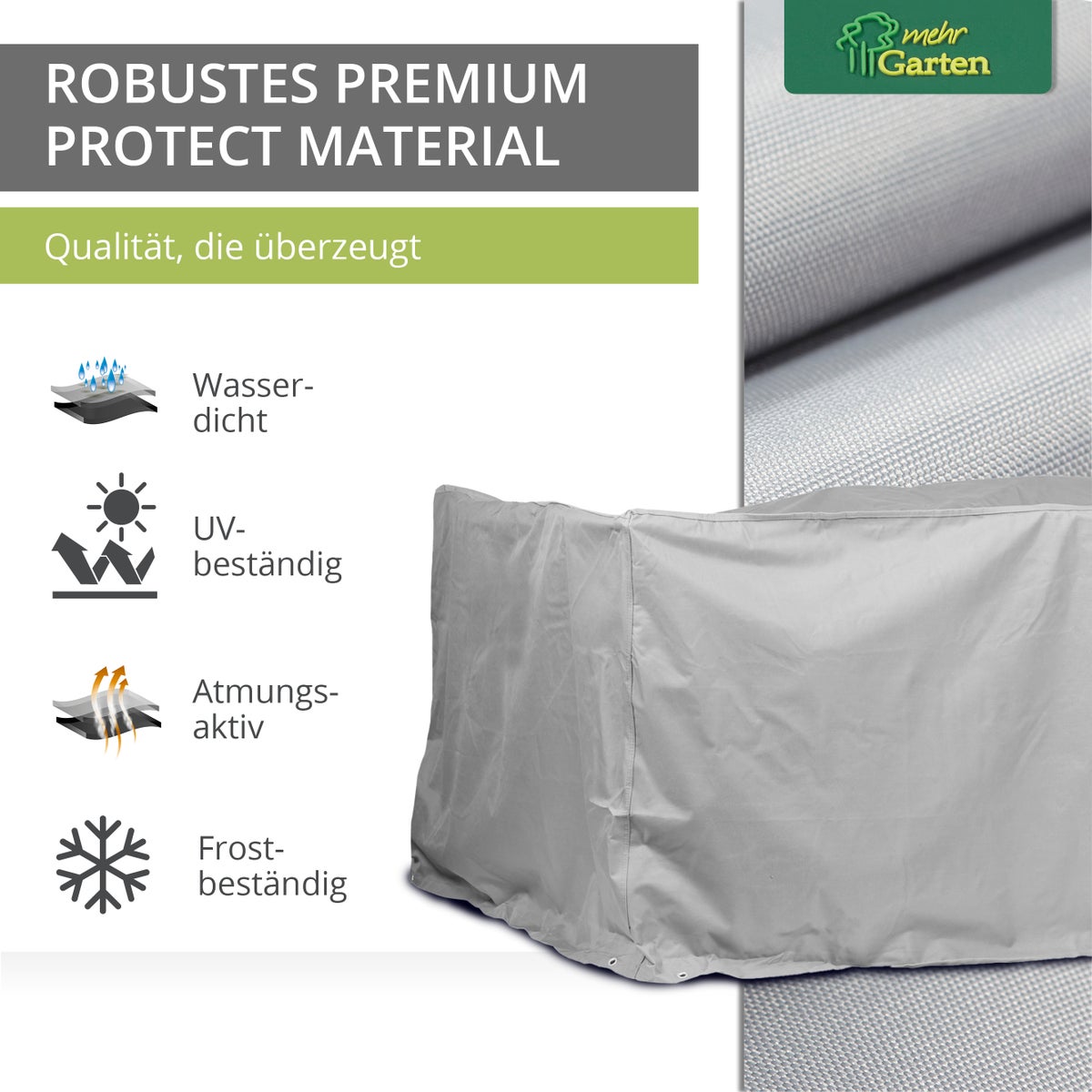 More Garden - Premium PROTECT rechthoekige zitgroephoes, 250(B) x 150(D) x 94(H) cm | Waterdichte, uv-bestendige, ademende en robuuste stoffen tuinmeubelhoes | Taupe/lichtgrijs