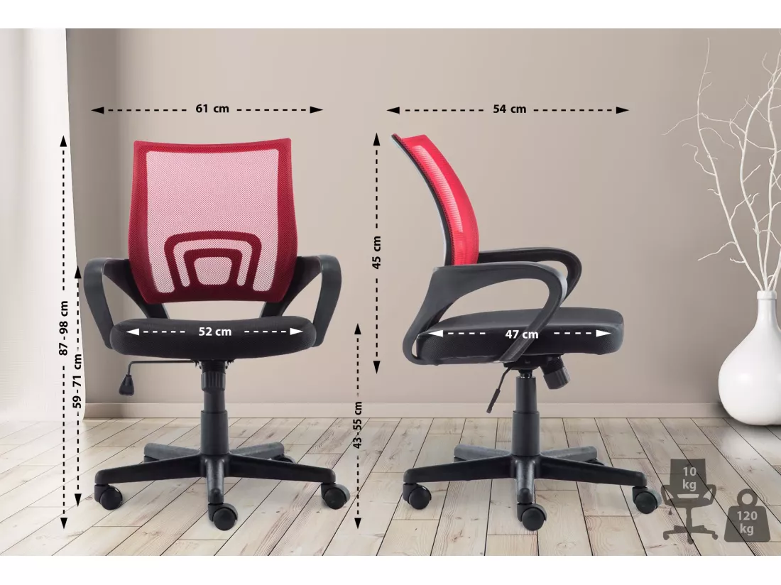Chaise de bureau - Similicuir - Rouge - Genius