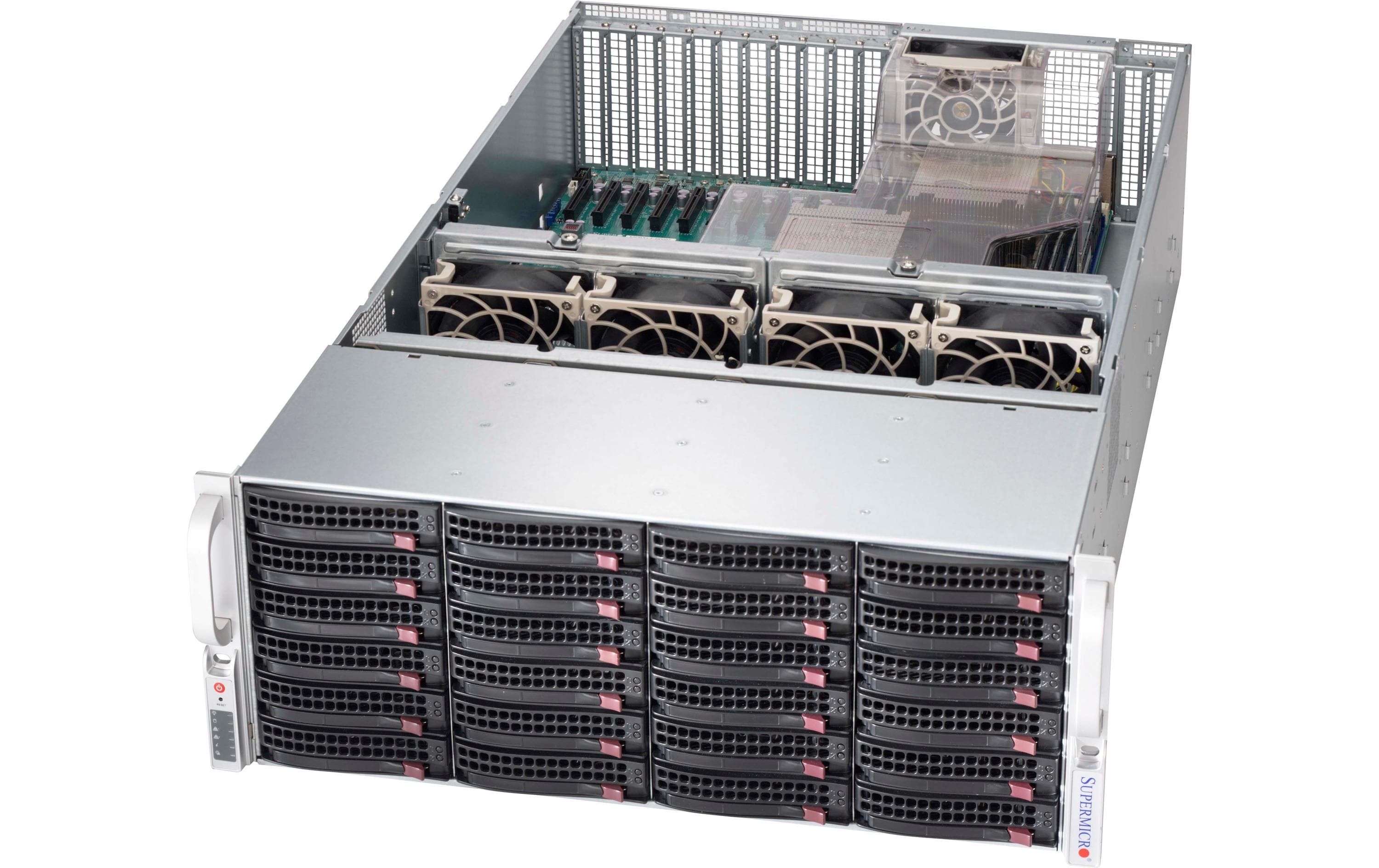 SuperChassis 846XE2C-R1K23B<br>4U Chassis mit Dual-SAS3-Backplane, 24 Hot-Swap-Laufwerksschächten und redundanter 1200W-Stromversorgung