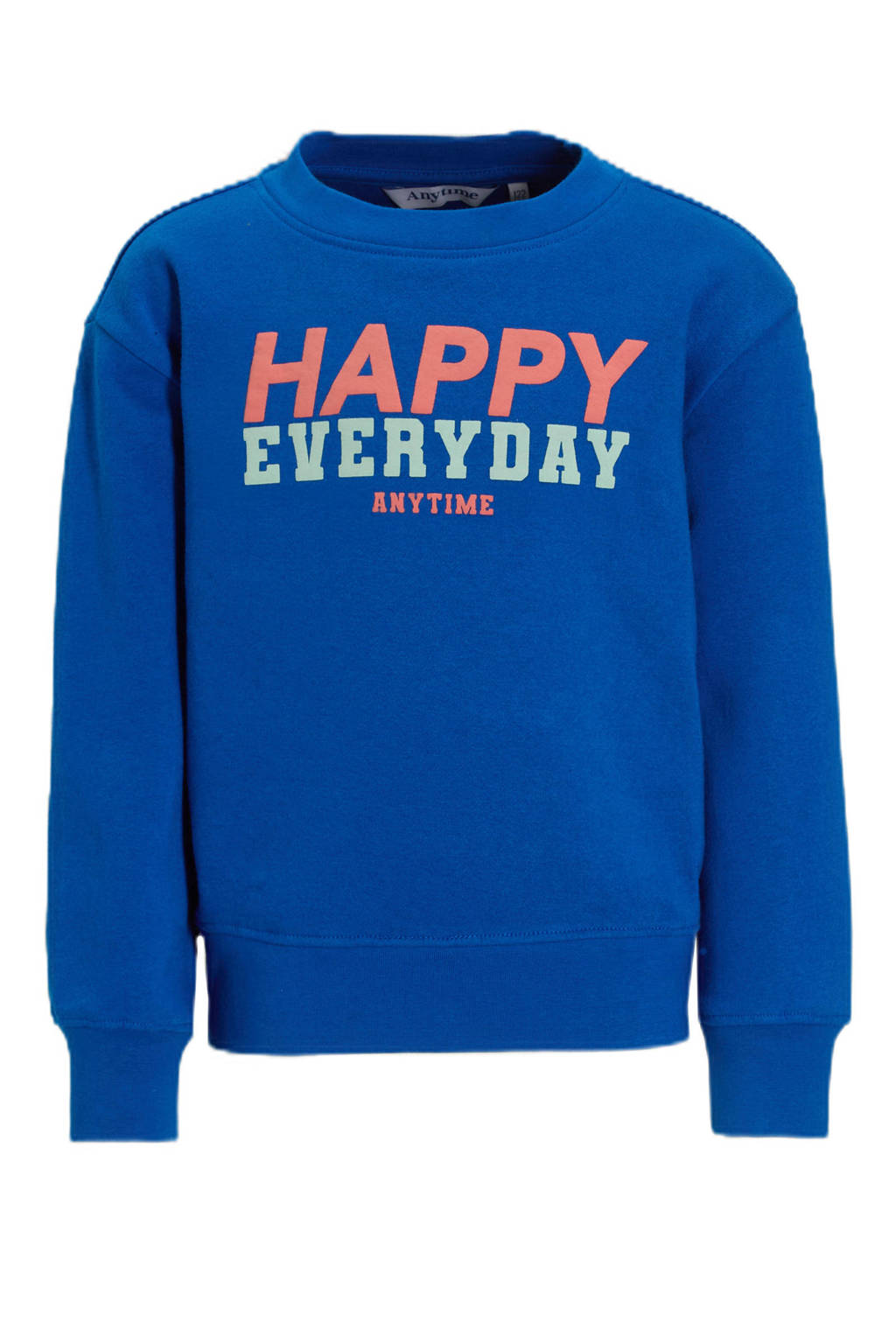 anytime Sweater met backprint blauw