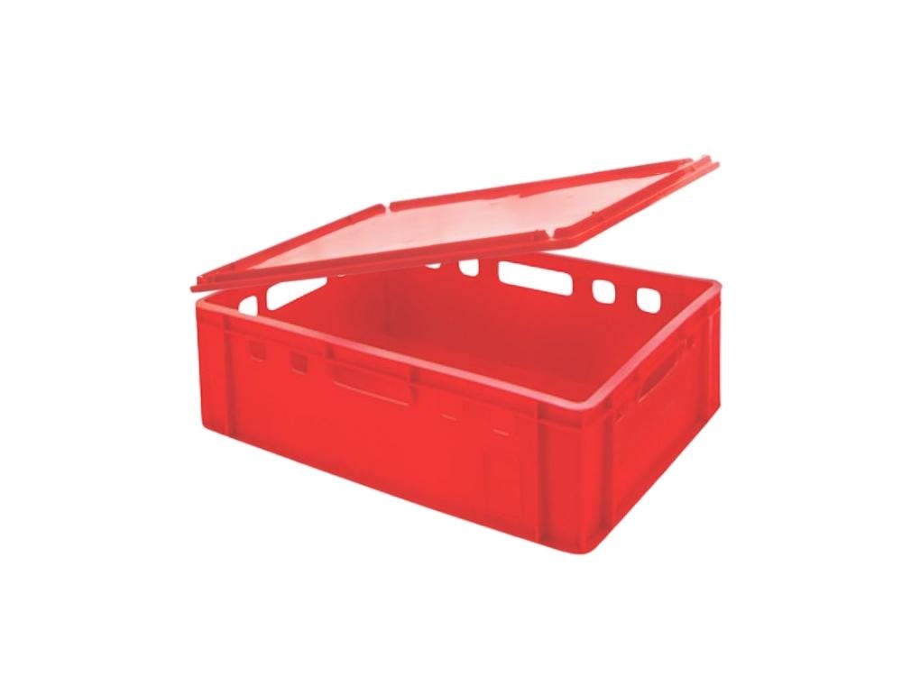 PROREGAL Super Saver Set 5x Eurobakken Slagersbox E2 met deksel HxBxD 20 x 40 x 60 cm 41 liter Rode slagersbox Vleeswarenbox