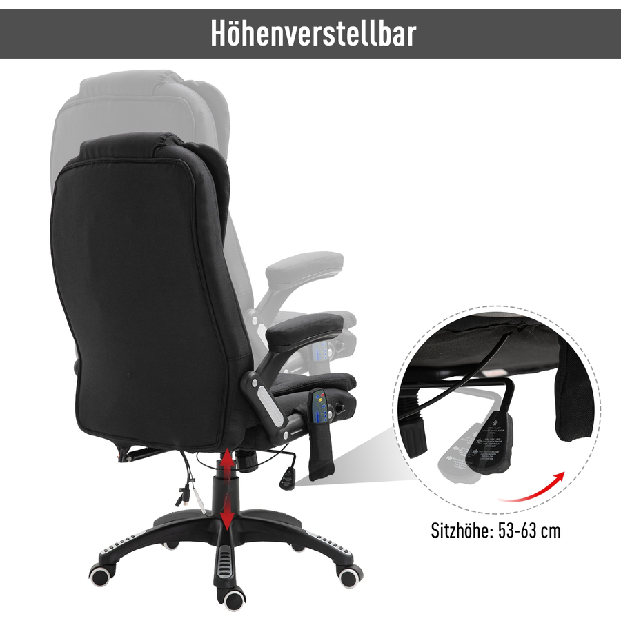 Vinsetto Bürostuhl mit Massage- und Wärmefunktion schwarz