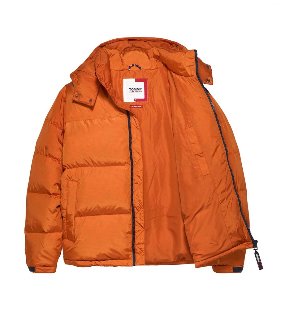 Jaqueta Tommy Jeans Alaska Casual Acolchoada com Capuz Laranja