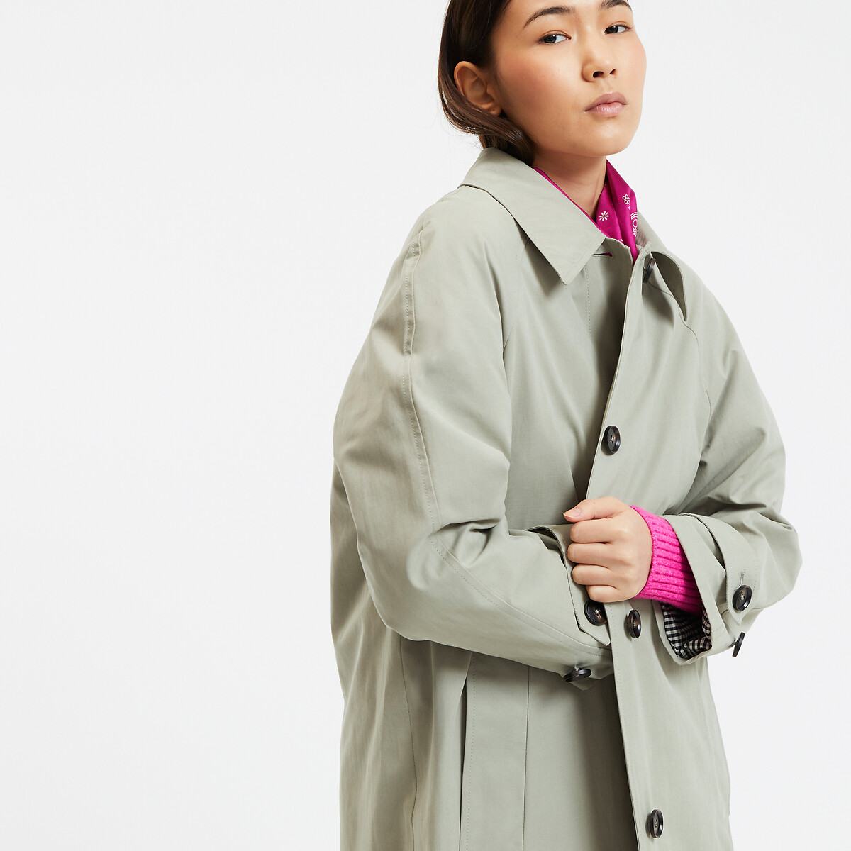 COLEÇÕES LA REDOUTE<br>Trench coat oversized com botões, modelo Signature MAURICE