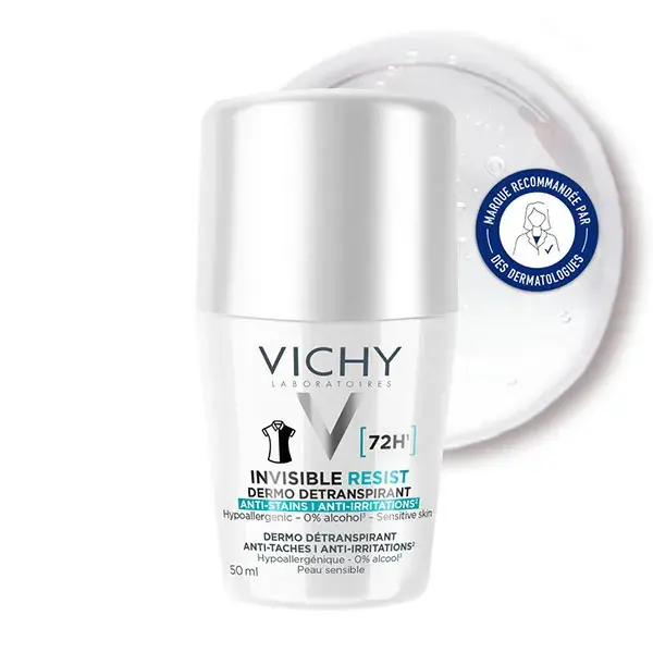 Desodorante antitranspirante Vichy Invisible Protect 72H Antimanchas e Anti-Irritação 50ml
