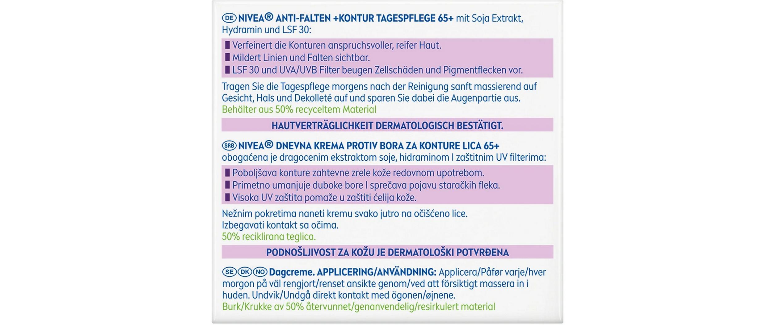 Tagescrème Anti-Falten 65+ 50 mlGesichtscreme verbessert Konturen und bekämpft tiefe Falten