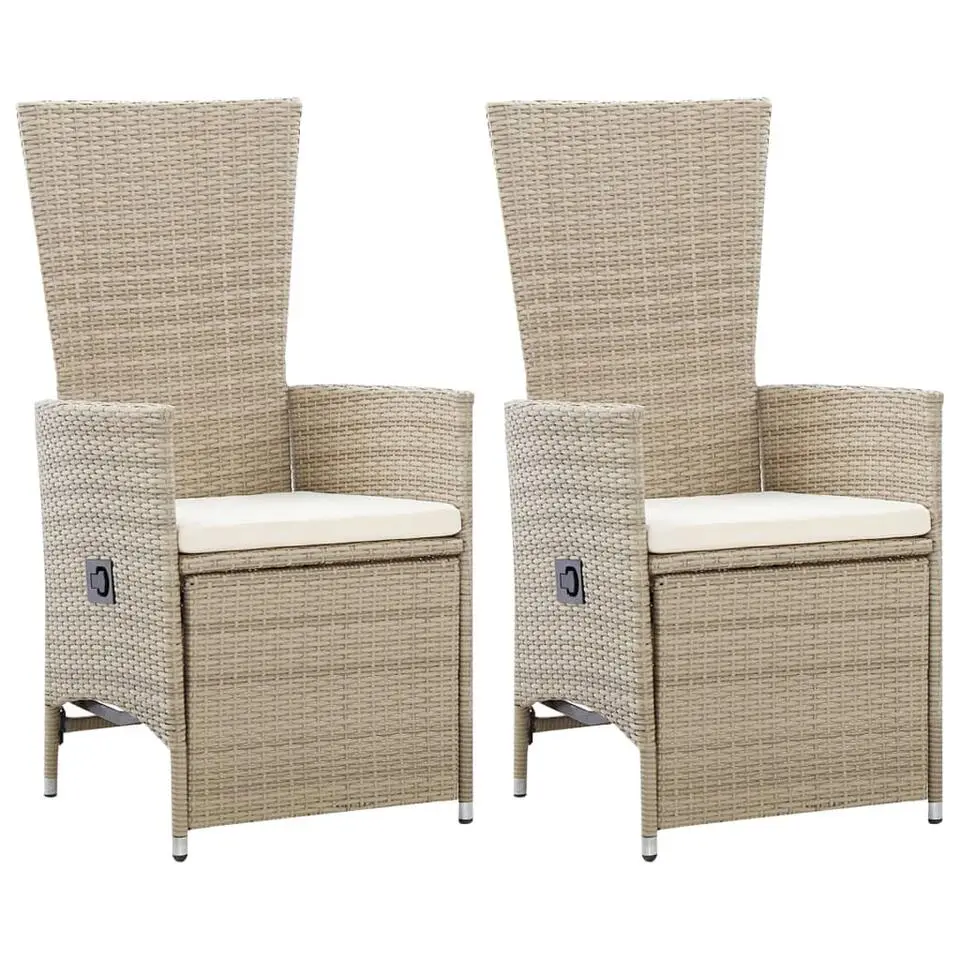 vidaXL - Tuinstoelen - Beige - Poly rattan - 2 stuks - Met kussens