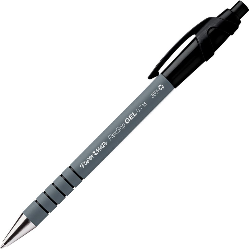 Stylo roller Paper Mate Flexgrip Gel rétractable pointe 0,7 mm - écriture moyenne - Blister de 4