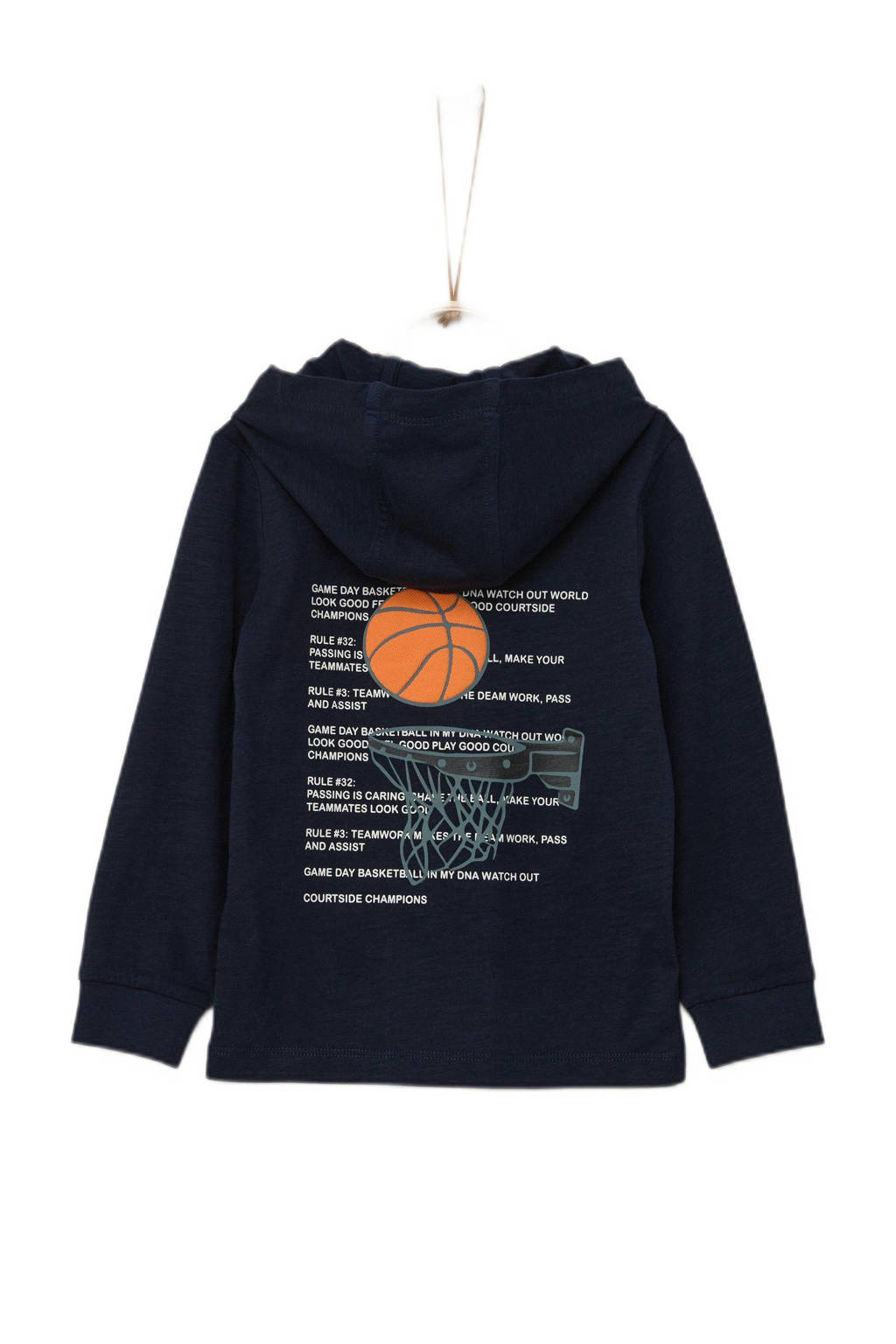 s.Oliver hoodie met backprint donkerblauw