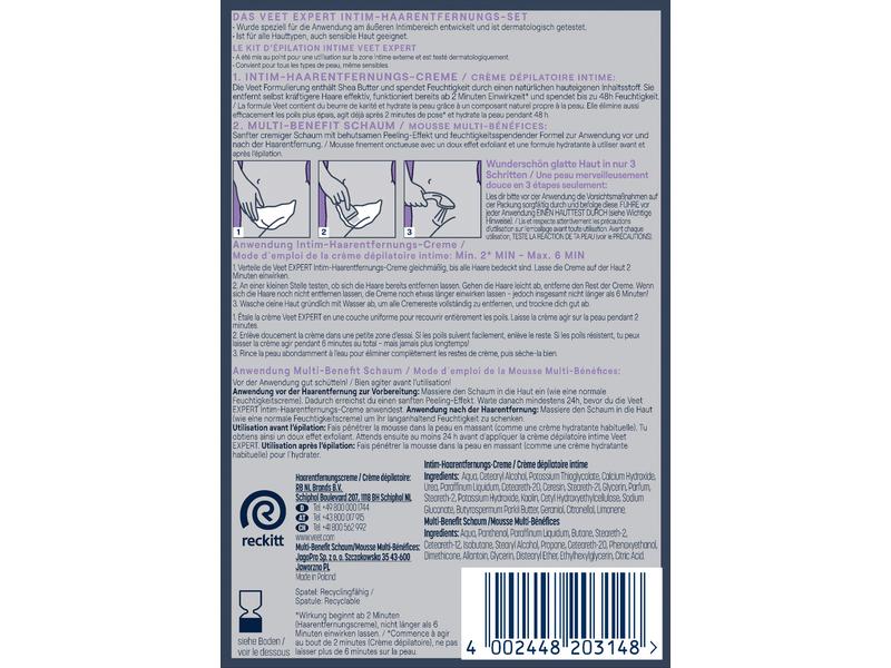 Veet Intim-Haarentfernungs-Set 2 x 50 ml Einfache Haarentfernung für alle Hauttypen