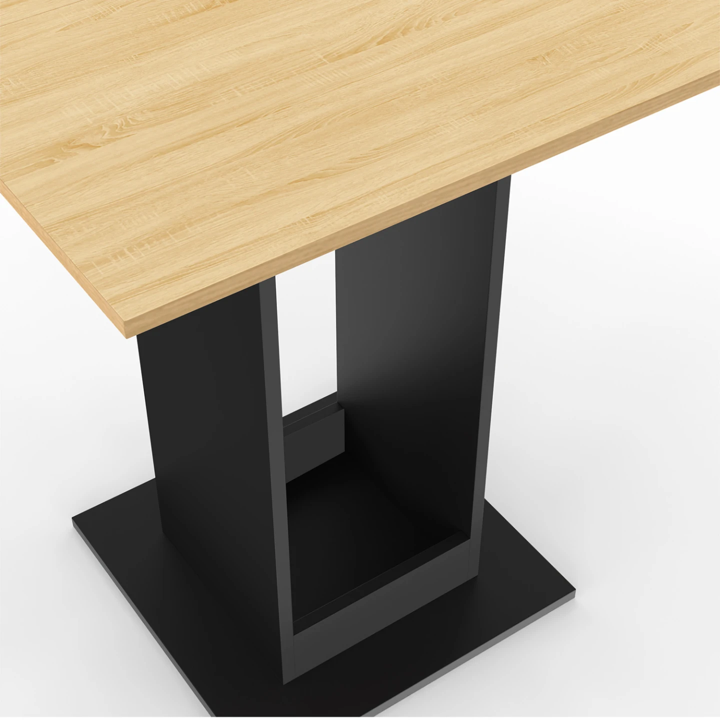 Table à manger carrée ZELIE 4 personnes bois et noir 65 cm