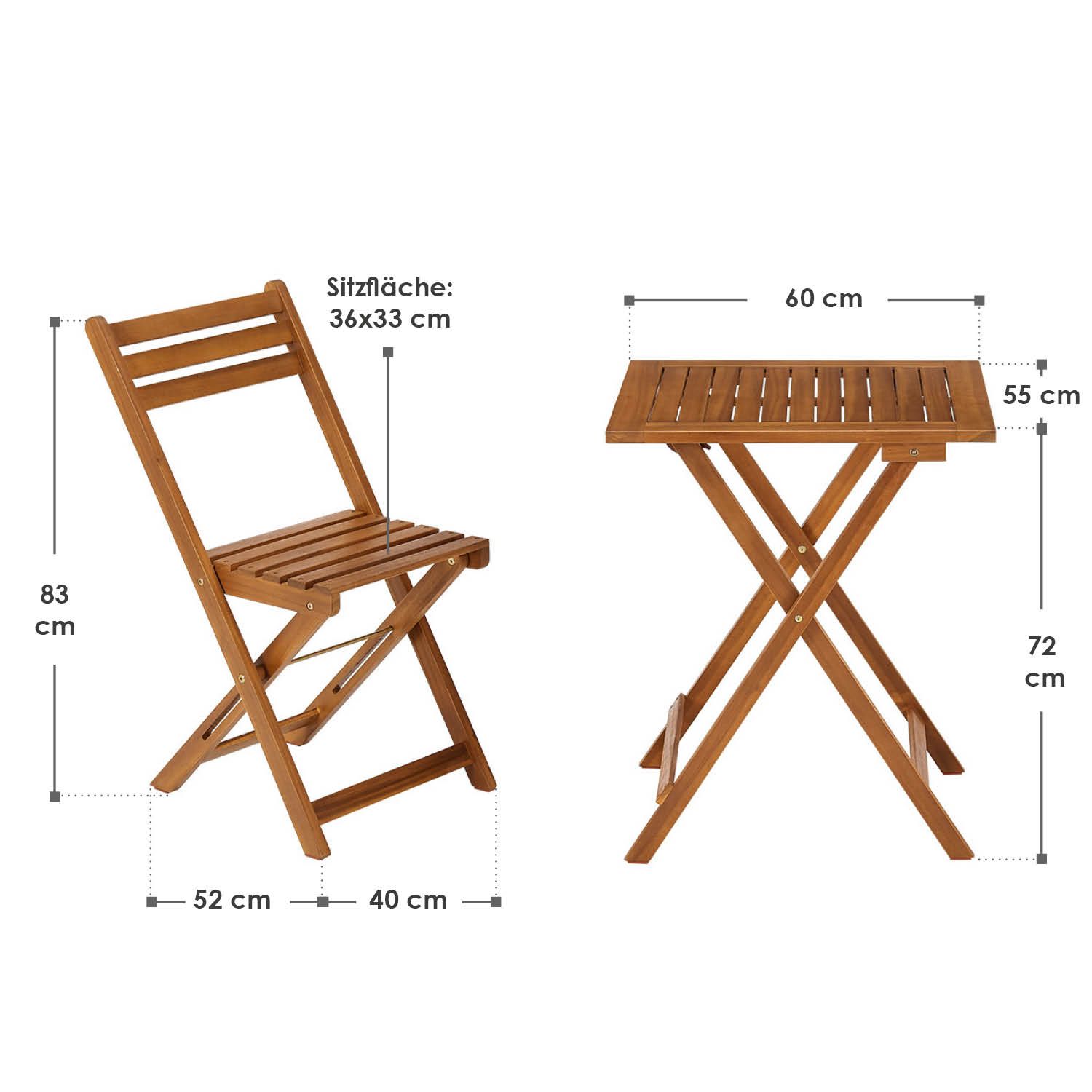 Juskys Bala 3-delige tuinset - Acaciahout