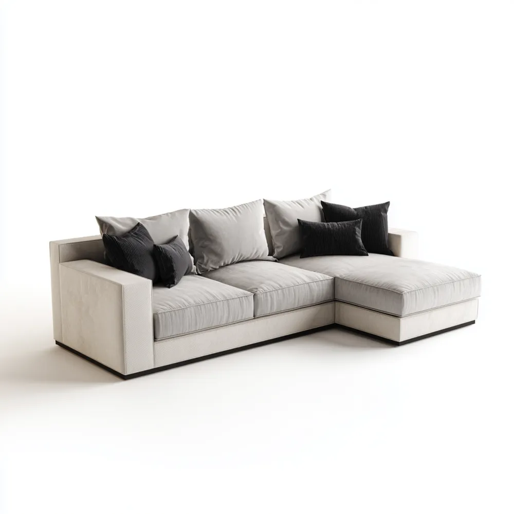 Ecksofa Stoffpolster 250x150x85 cm – Hellgrau/Schwarz – Modernes Design