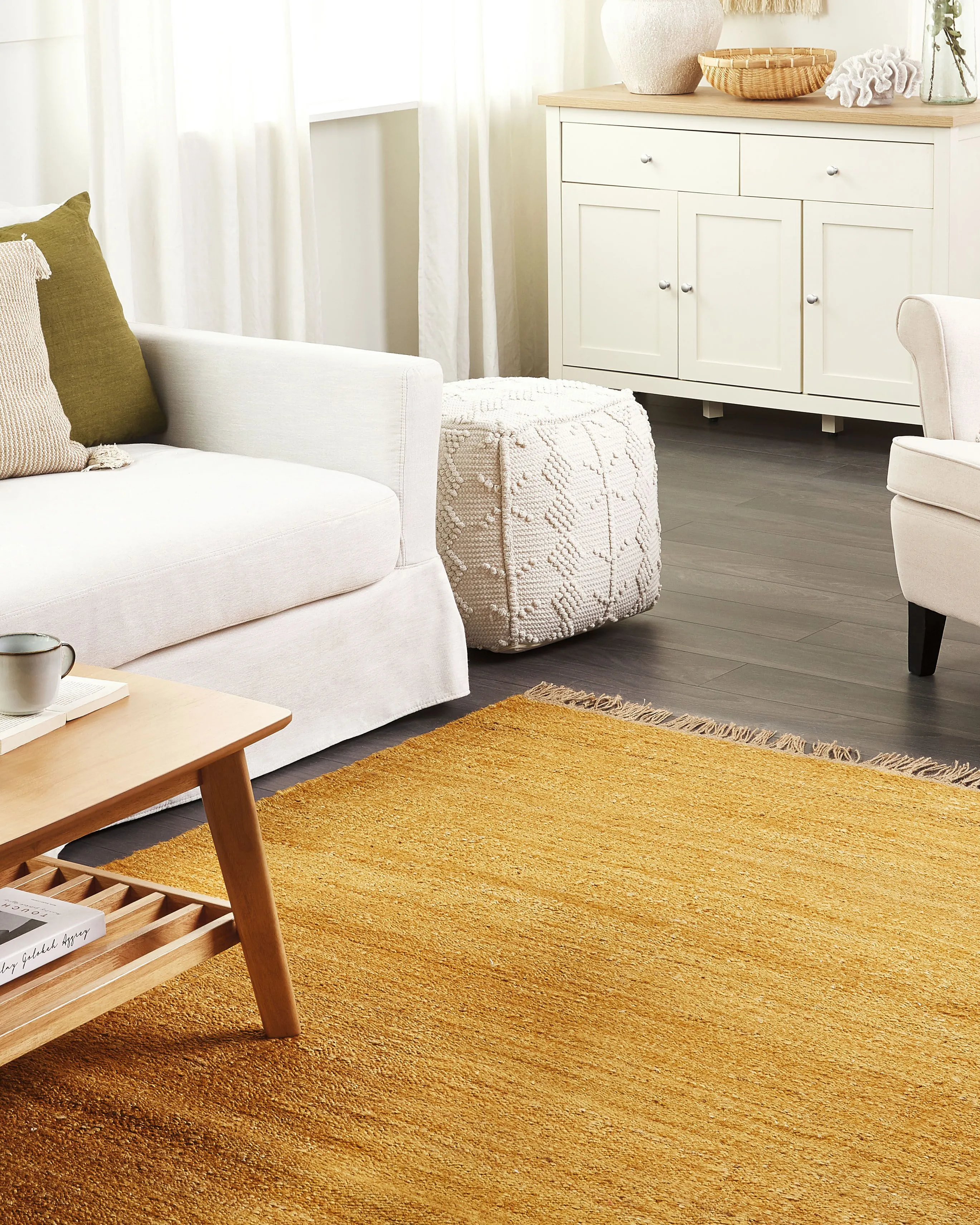 Vloerkleed LUNIA Mosterdgeel 160 x 230 cm Jute