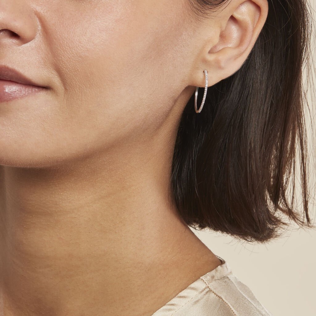 Créoles Aryanna Rondes Or Blanc Diamant