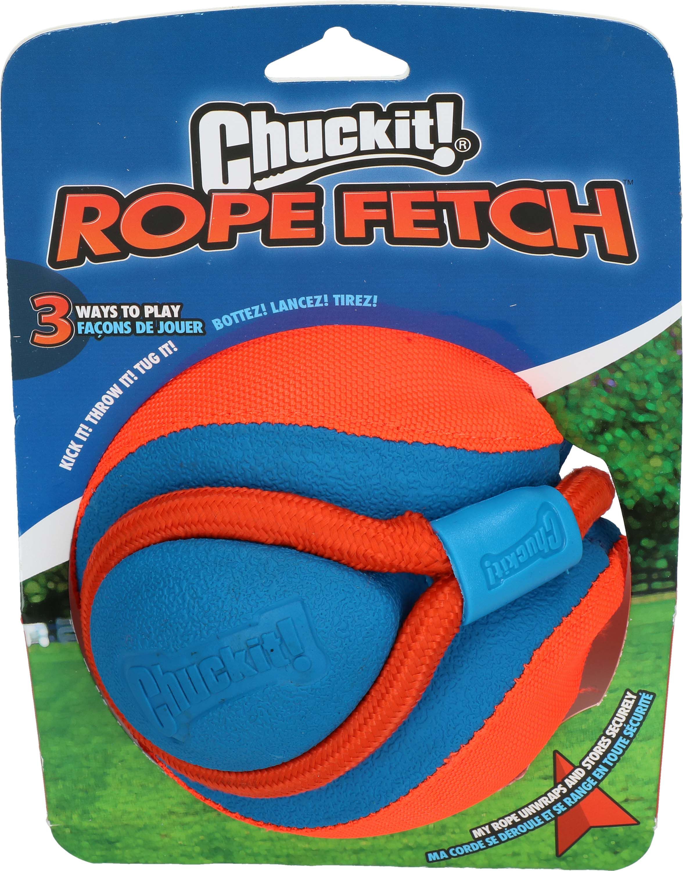 Chuckit Rope Fetch - Apporteren - Hondenspeelgoed - Oranje / Blauw - 22.3x15x13.5 cm - Small
