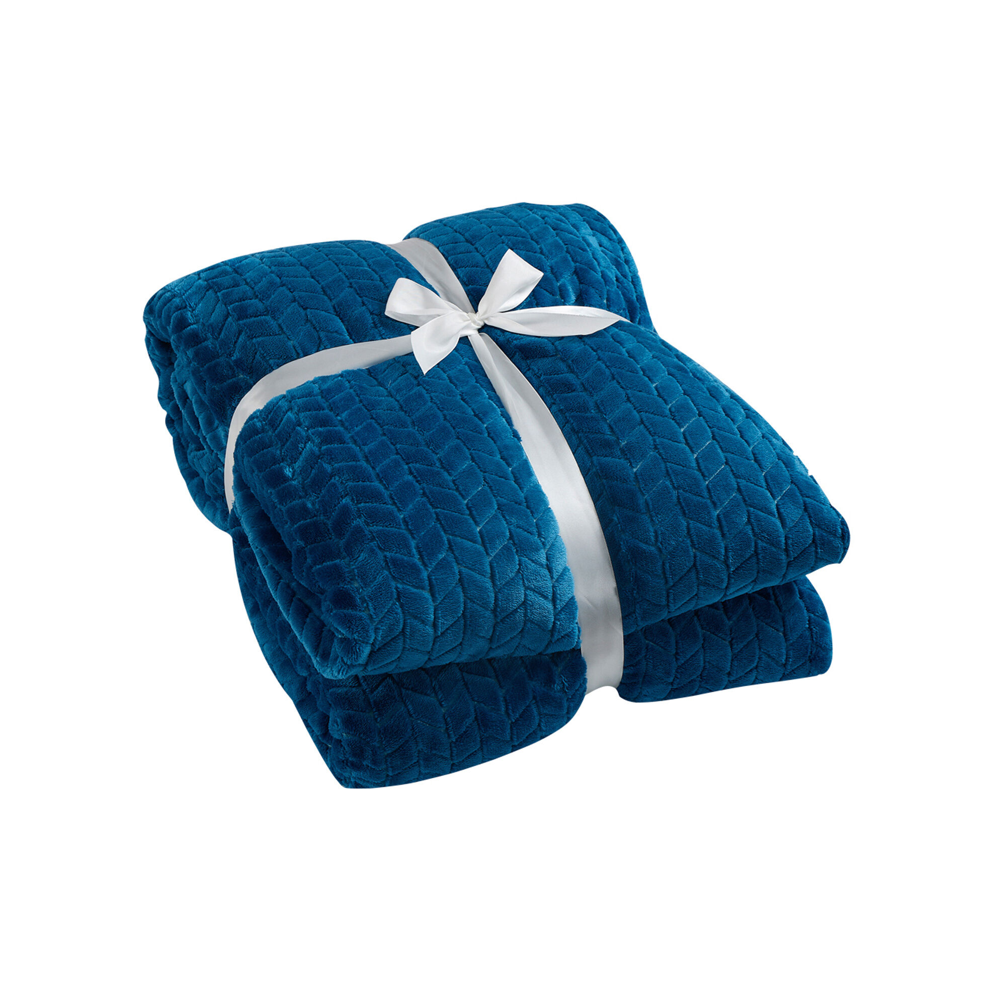 Kuscheldecke mit Fischgrätenmuster