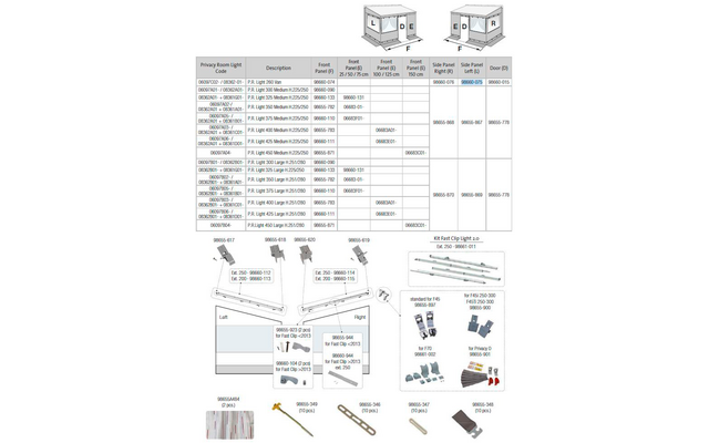 Fiamma Seitenwand links für Markise Privacy Room Light 260 Van - Fiamma Ersatzteilnummer 98660-075
