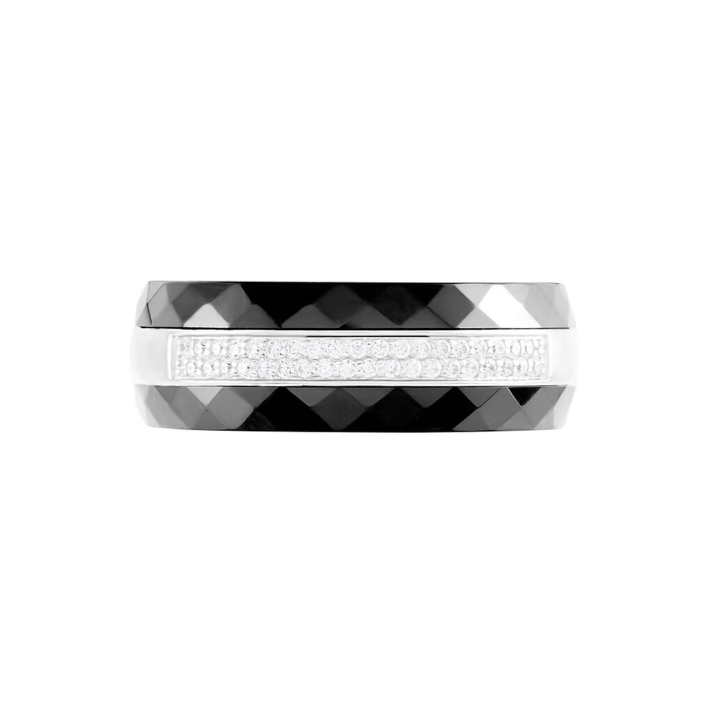 Bague Ceramik Design Argent Blanc Oxyde De Zirconium Et Céramique